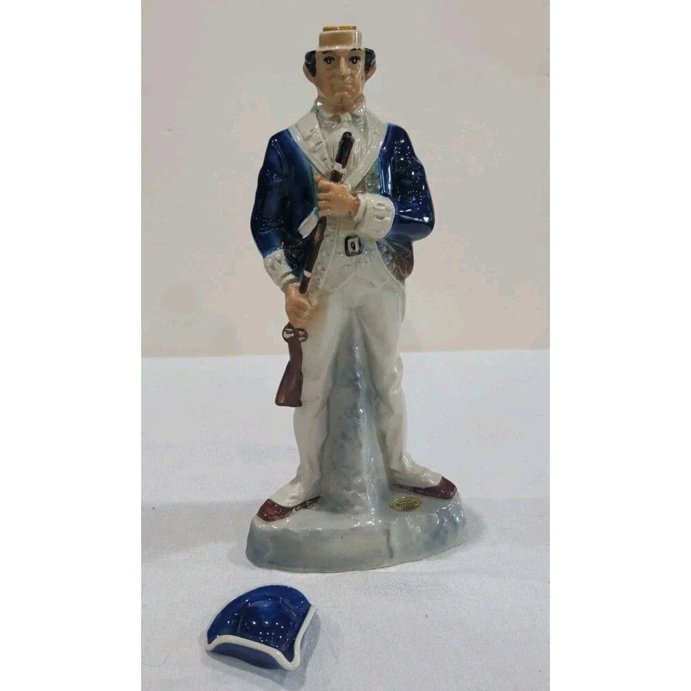 Vintage Ezra Brooks 1975 Soldier Cavalry Blue Coat Bottle Decanter Empty